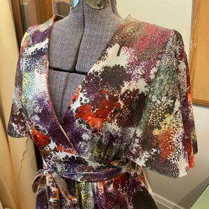 Vintage Boudoir Floral Long Dress with Butterfly Sleeves